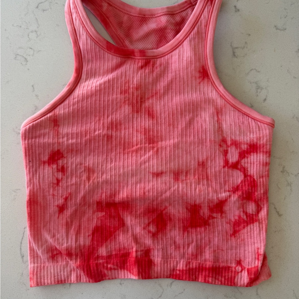 Lululemon Pink Tie-Dye Ribbed Tank Top